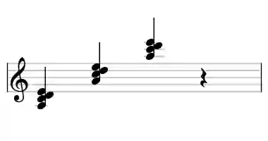 Sheet music of A madd4 in three octaves